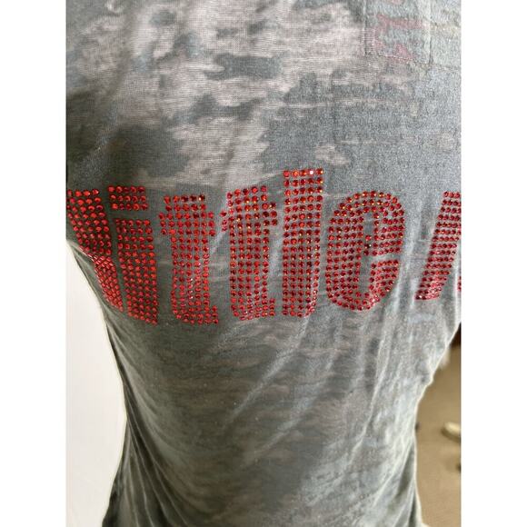VTG Y2K e.vil Women’s T Shirt Rock Boho Goth Festival Size S Gray - Picture 9 of 14